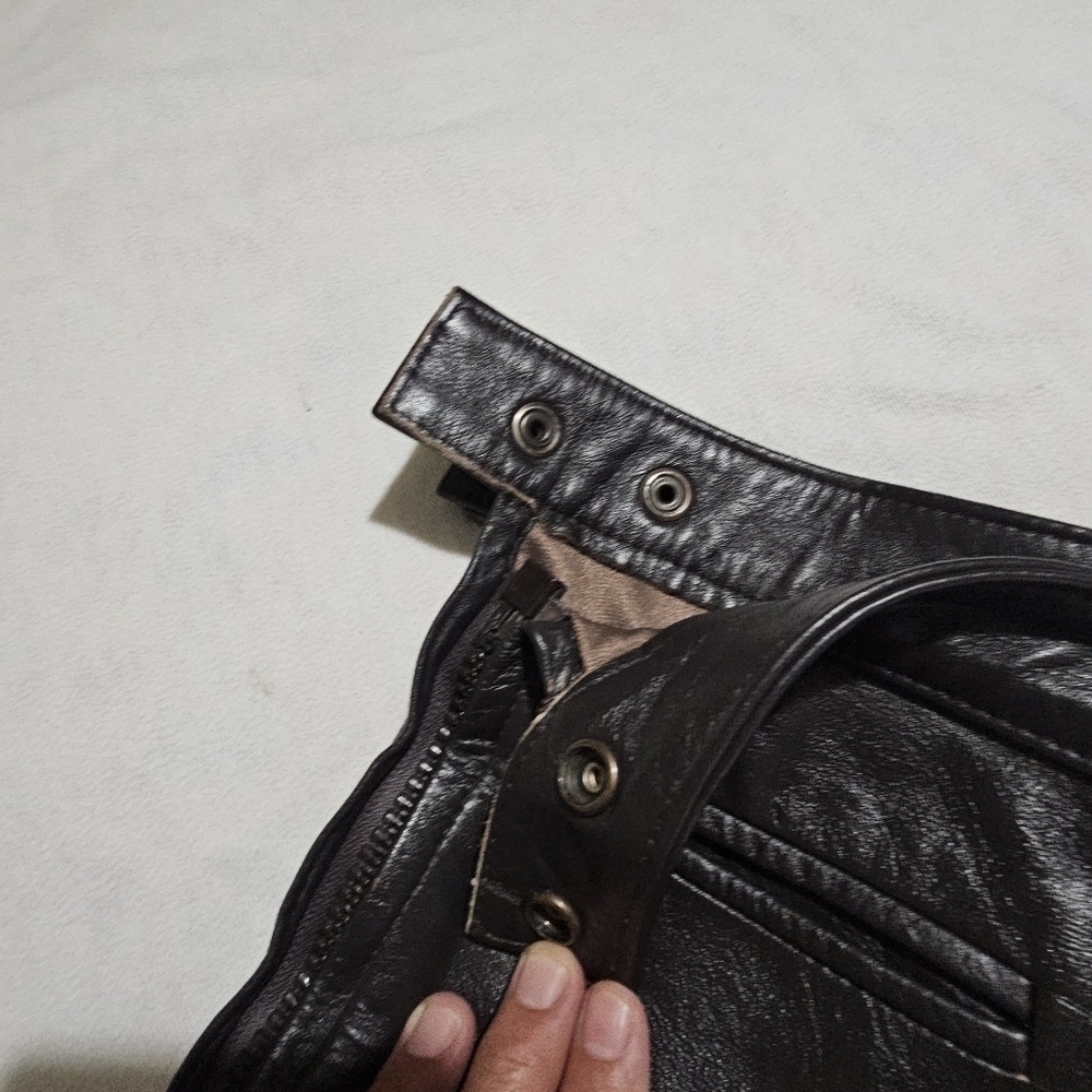 Leather pants. Brown Women's size 28 button waist zipper down the leg - Picture 5 of 7